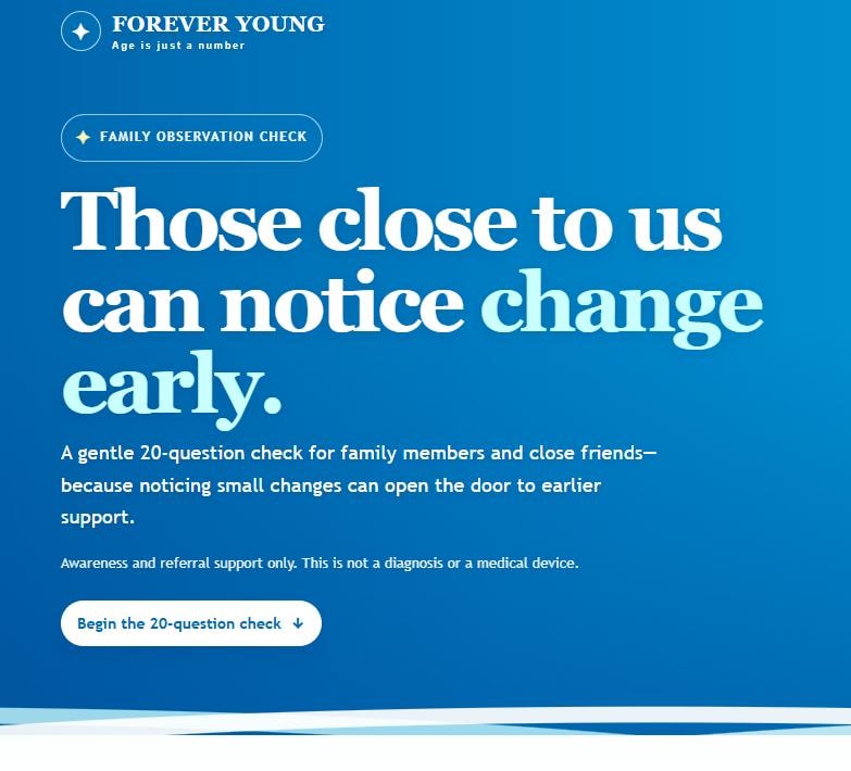 Forever Young Family Observation Check — Those close to us can notice change early